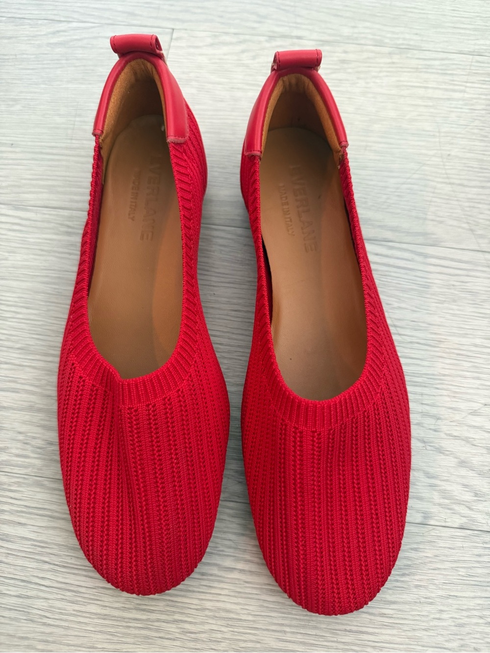 Everlane The Day Glove Re-Knit Flats Poppy Red Woven Ballet Stretch Women Sz 7